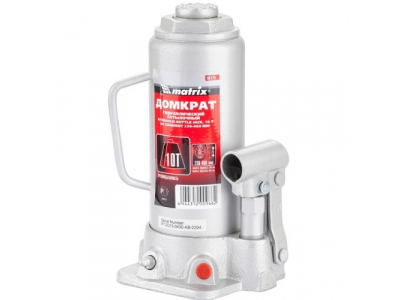 Домкрат гидравлический бутылочный, 10 т, h подъема 230–460 мм// MATRIX MASTER