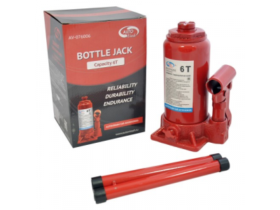 Домкрат гидравлический 6 т бутылочный, в коробке, красный