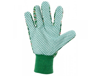 Перчатки садовые х/б ткань с ПВХ точкой, манжет, M //PALISAD