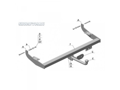 Фаркоп на Hyundai Porter фургон 2007г.-по н.в.