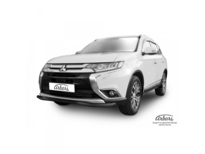 Защита переднего бампера Arbori d57 "волна" черная MITSUBISHI Outlander 2015-