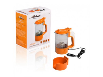 Чайник автомобильный 12В прозрачный/оранжевый пластик автоматическое отключение